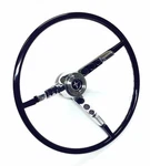 New! 1965-1966 Mustang Ford Licensed Black Steering Wheel, Horn Button. Fixed Price $299.95.