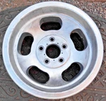 Vintage 15" X 6" Steel / Aluminum Slot Center Custom Wheel. Lug 4.75" Bp.. Fixed Price $199.99.