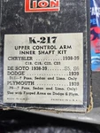 1938-39 Chrysler, Desoto, Plymouth K-217 Upper Control Arm Inner Shaft Kit-pair. Fixed Price $40.00.
