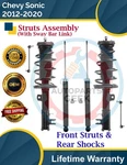 Front Strut W/sway Bar Links & Rear Shocks For 2012-2020 Chevy Sonic 9YR Warran.. Fixed Price $322.94.