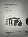 Power Steering Pump Bracket Sm Block Chevy, New. P.o.l. Inc #PS301. Fixed Price $30.00.